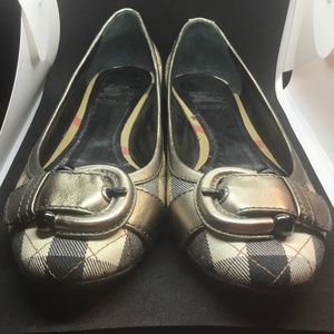 BURBERRY Canvas Leather Ballerina Nova House Check Buckled Toe Flat Shoes 37 (7)